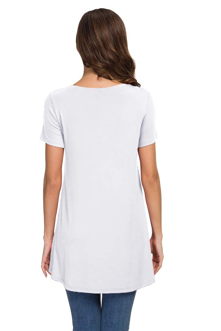 AWULIFFAN Women's Summer Short Sleeve V-Neck T-Shirt Short Sleeve Sleepwear Tunic Tops Blouse Shirtsï¼ˆWhite,X-Largeï¼‰ - Image 2